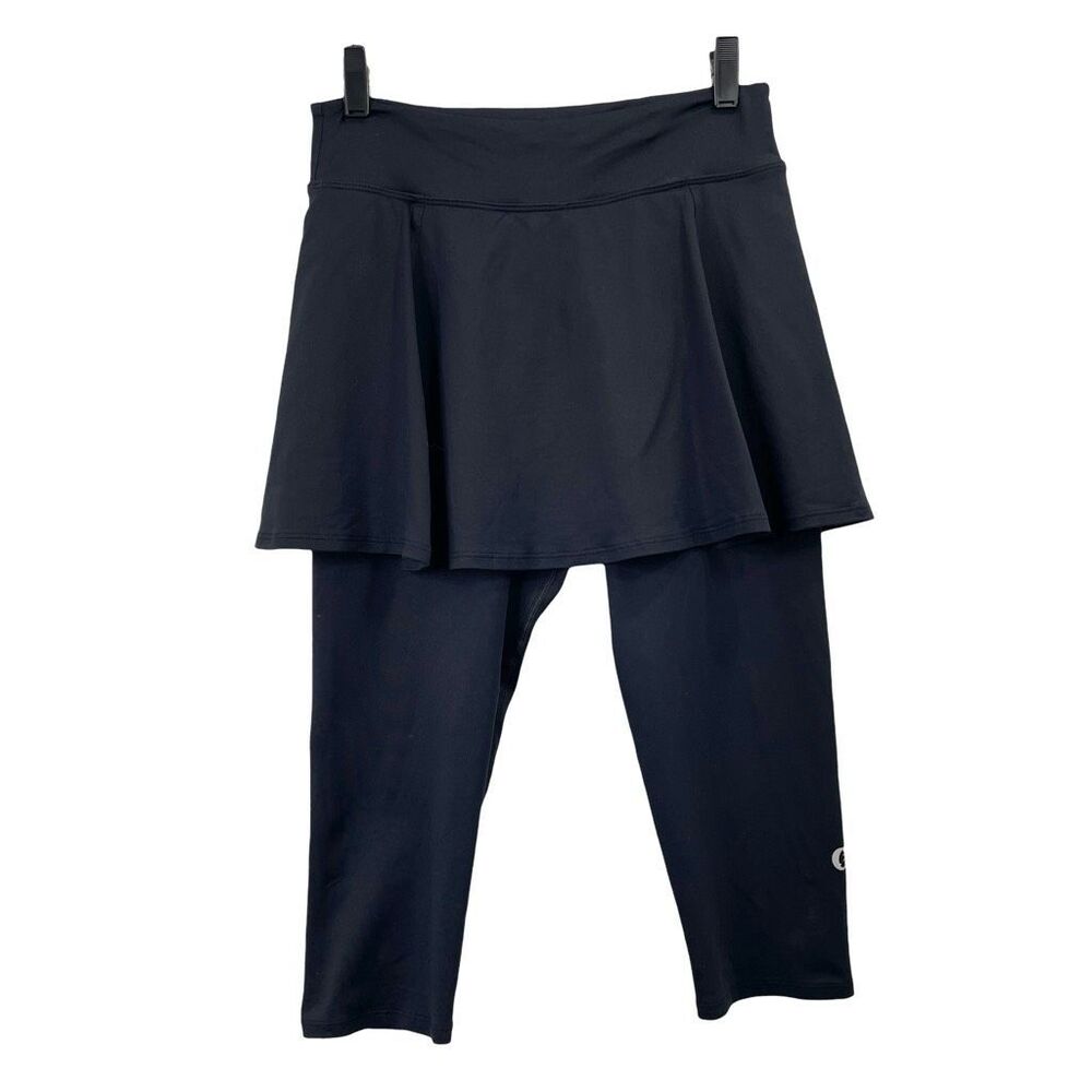 Dona Jo cropped skorts skirted leggings Size L black pickleball golf tennis - Picture 5 of 13